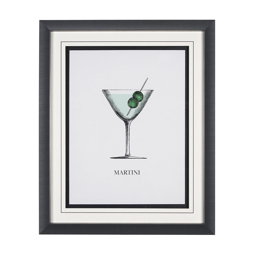 Mercana - Vintage Cocktails-Martini by Gwen Aspell Hand Embellished Framed Art Print Matted under Glass - 15304 view 1