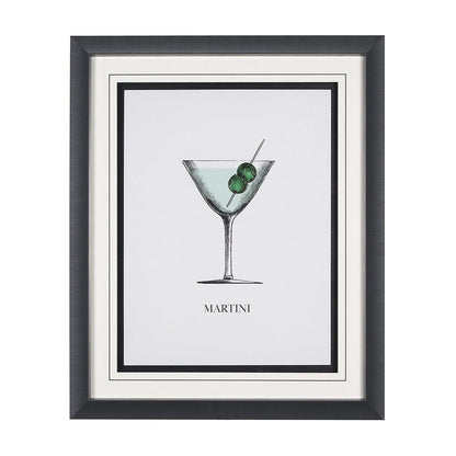 Mercana - Vintage Cocktails-Martini by Gwen Aspell Hand Embellished Framed Art Print Matted under Glass - 15304 view 1