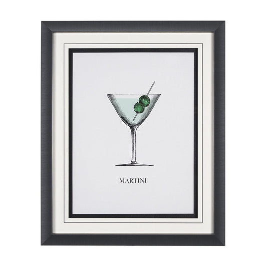 Mercana - Vintage Cocktails-Martini by Gwen Aspell Hand Embellished Framed Art Print Matted under Glass - 15304 view 1