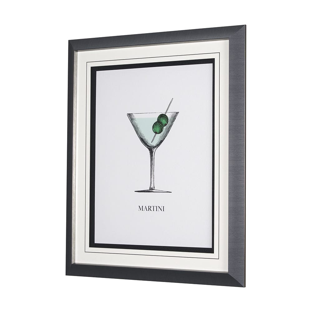 Mercana - Vintage Cocktails-Martini by Gwen Aspell Hand Embellished Framed Art Print Matted under Glass - 15304 view 2