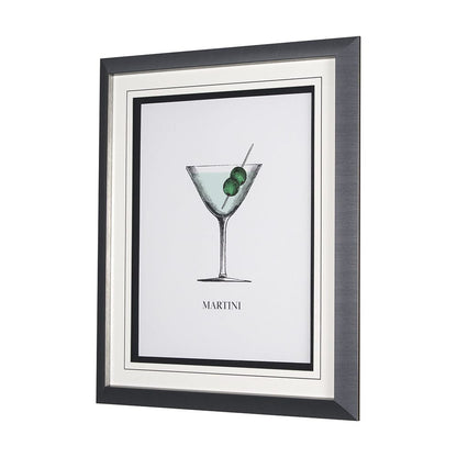 Mercana - Vintage Cocktails-Martini by Gwen Aspell Hand Embellished Framed Art Print Matted under Glass - 15304 view 2