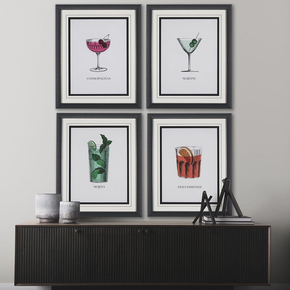 Mercana - Vintage Cocktails-Martini by Gwen Aspell Hand Embellished Framed Art Print Matted under Glass - 15304 view 8