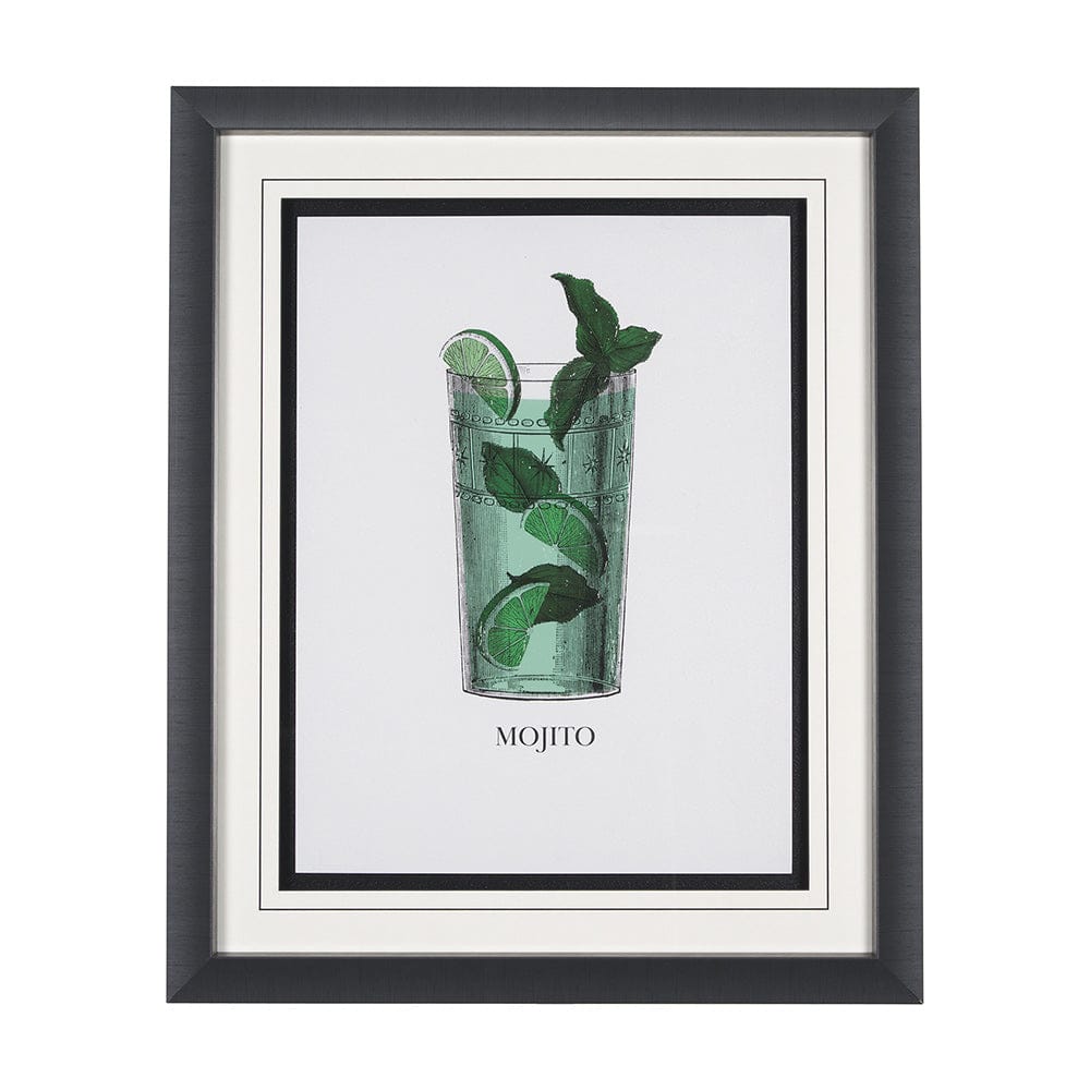 Mercana - Vintage Cocktails-Mojito by Gwen Aspell Hand Embelished Textured Framed Art Print Matted under Glass - 15305 view 1