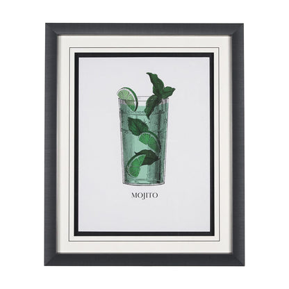 Mercana - Vintage Cocktails-Mojito by Gwen Aspell Hand Embelished Textured Framed Art Print Matted under Glass - 15305 view 1
