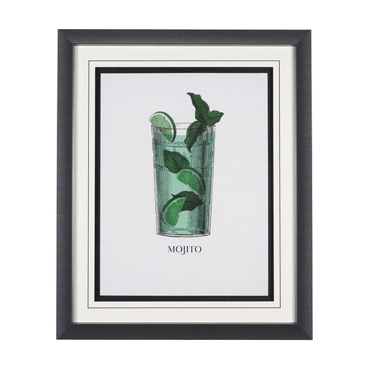 Mercana - Vintage Cocktails-Mojito by Gwen Aspell Hand Embelished Textured Framed Art Print Matted under Glass - 15305 view 1