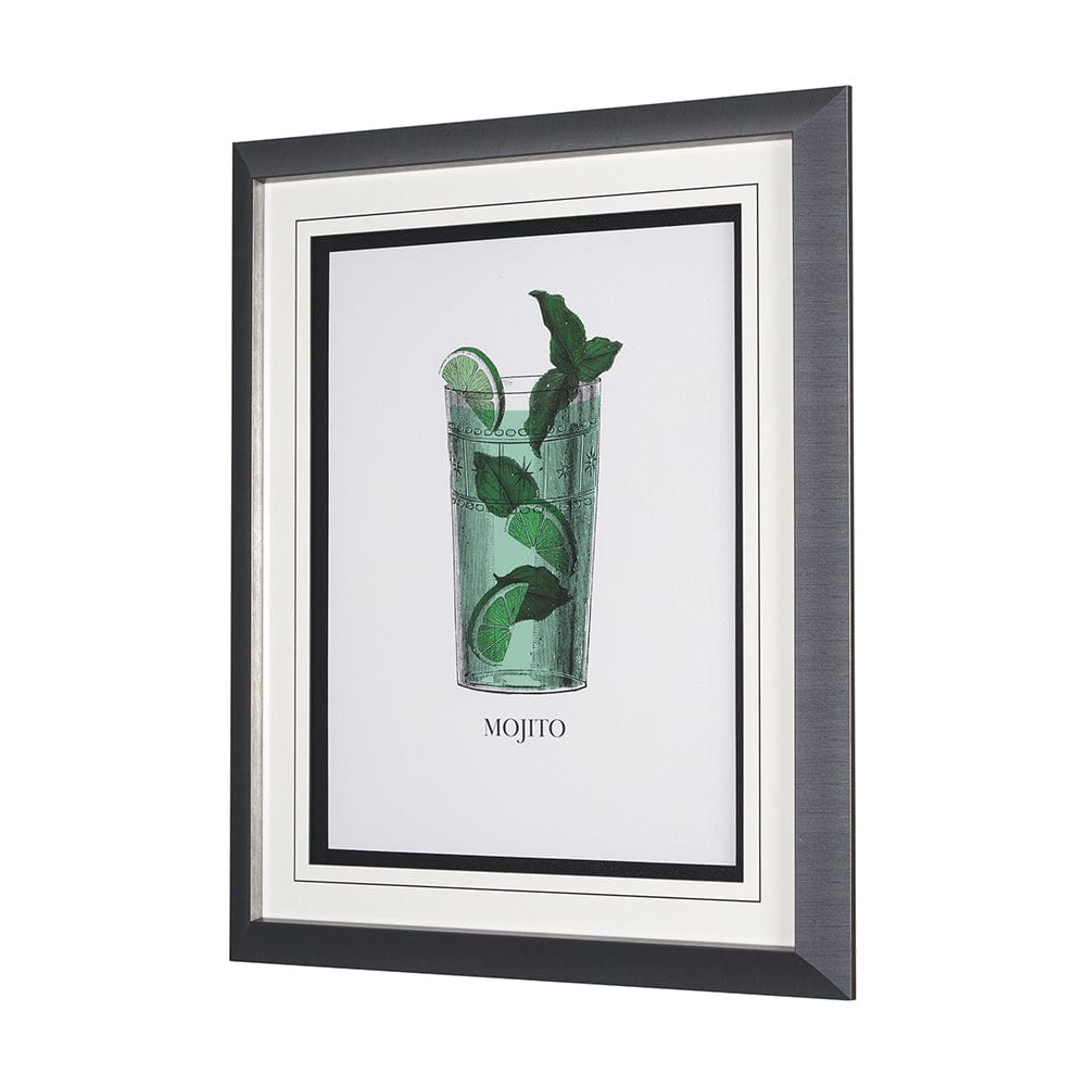 Mercana - Vintage Cocktails-Mojito by Gwen Aspell Hand Embelished Textured Framed Art Print Matted under Glass - 15305 view 2