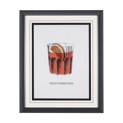 Mercana - Vintage Cocktails-Old Fashion by Gwen Aspell Hand Embellished Framed Art Print Matted under Glass - 15306 view 1