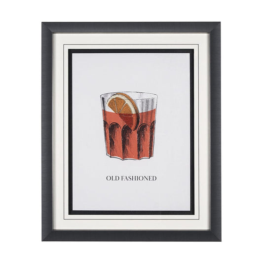 Mercana - Vintage Cocktails-Old Fashion by Gwen Aspell Hand Embellished Framed Art Print Matted under Glass - 15306 view 1