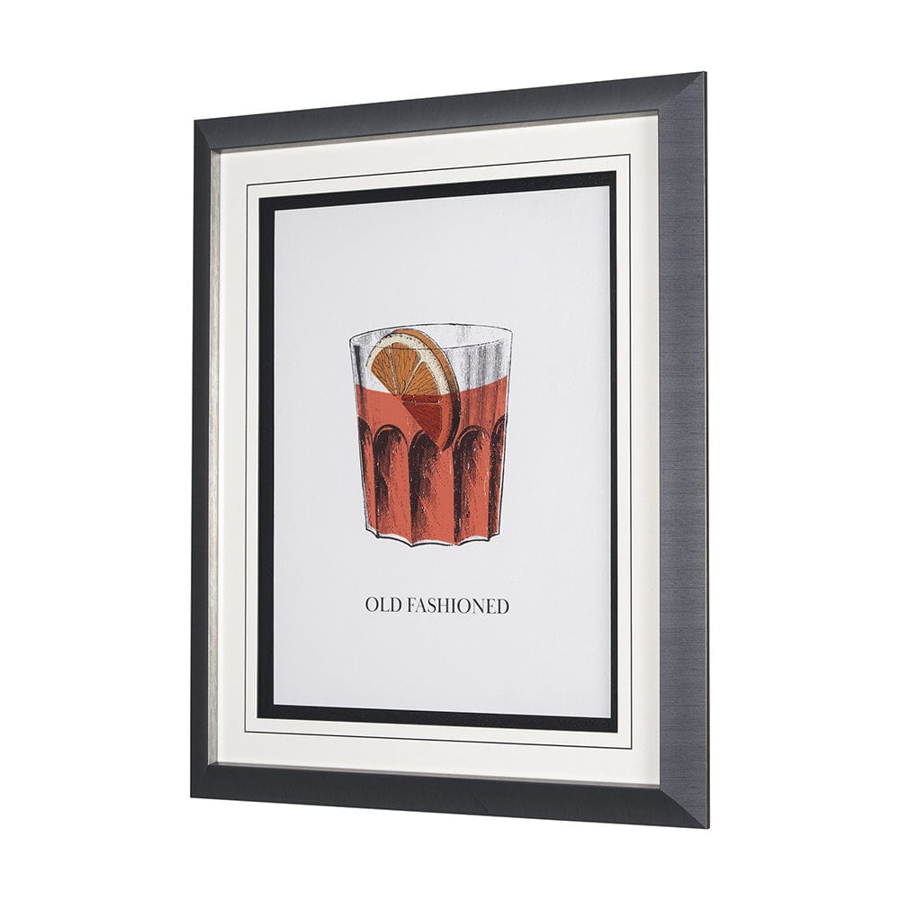 Mercana - Vintage Cocktails-Old Fashion by Gwen Aspell Hand Embellished Framed Art Print Matted under Glass - 15306 view 2