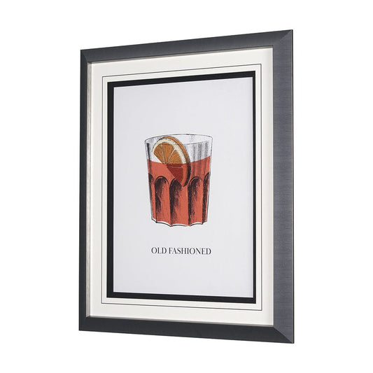 Mercana - Vintage Cocktails-Old Fashion by Gwen Aspell Hand Embellished Framed Art Print Matted under Glass - 15306 view 2