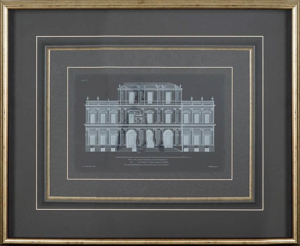 Mercana - Vintage Facade Blueprint I by H. Hulsburgh a Framed Art Print Matted under Glass - 10526 view 2