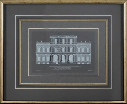Mercana - Vintage Facade Blueprint I by H. Hulsburgh a Framed Art Print Matted under Glass - 10526 view 2