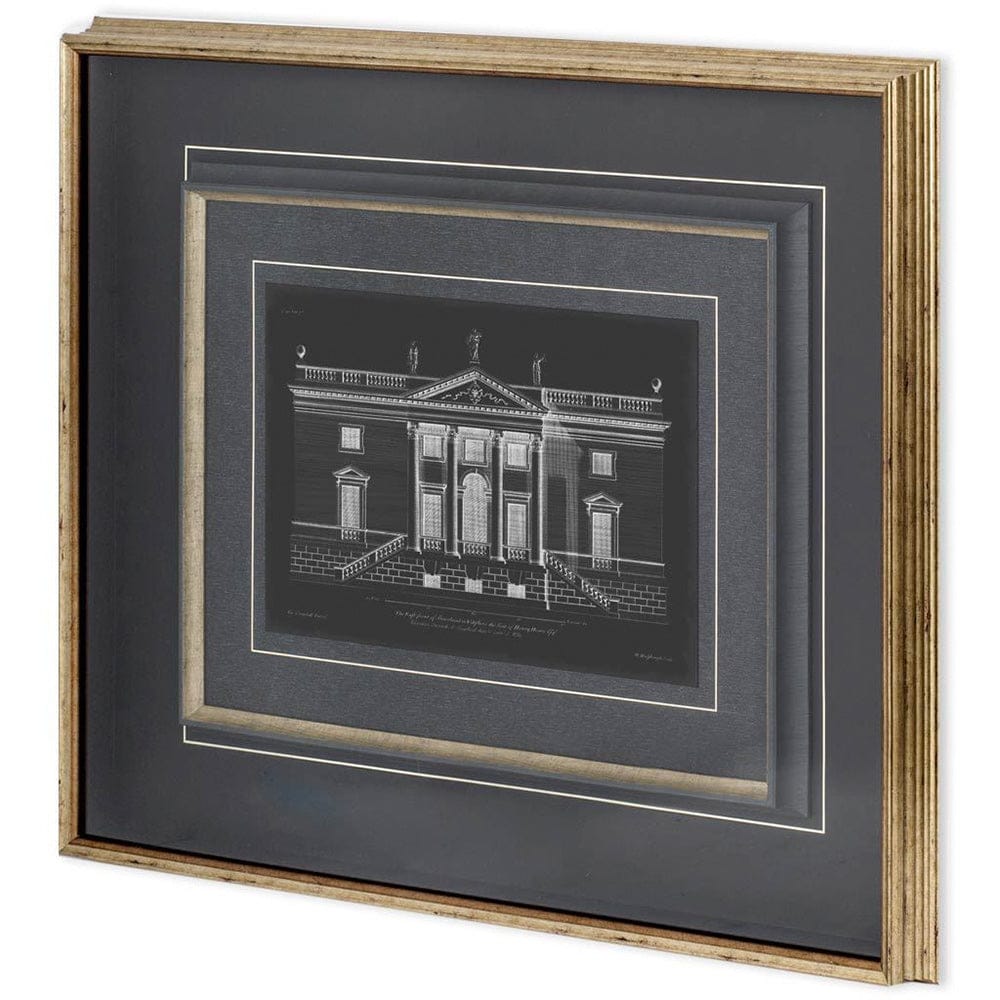 Mercana - Vintage Facade Blueprint V by H. Hulsburgh a Framed Art Print Matted under Glass - 10530 view 1
