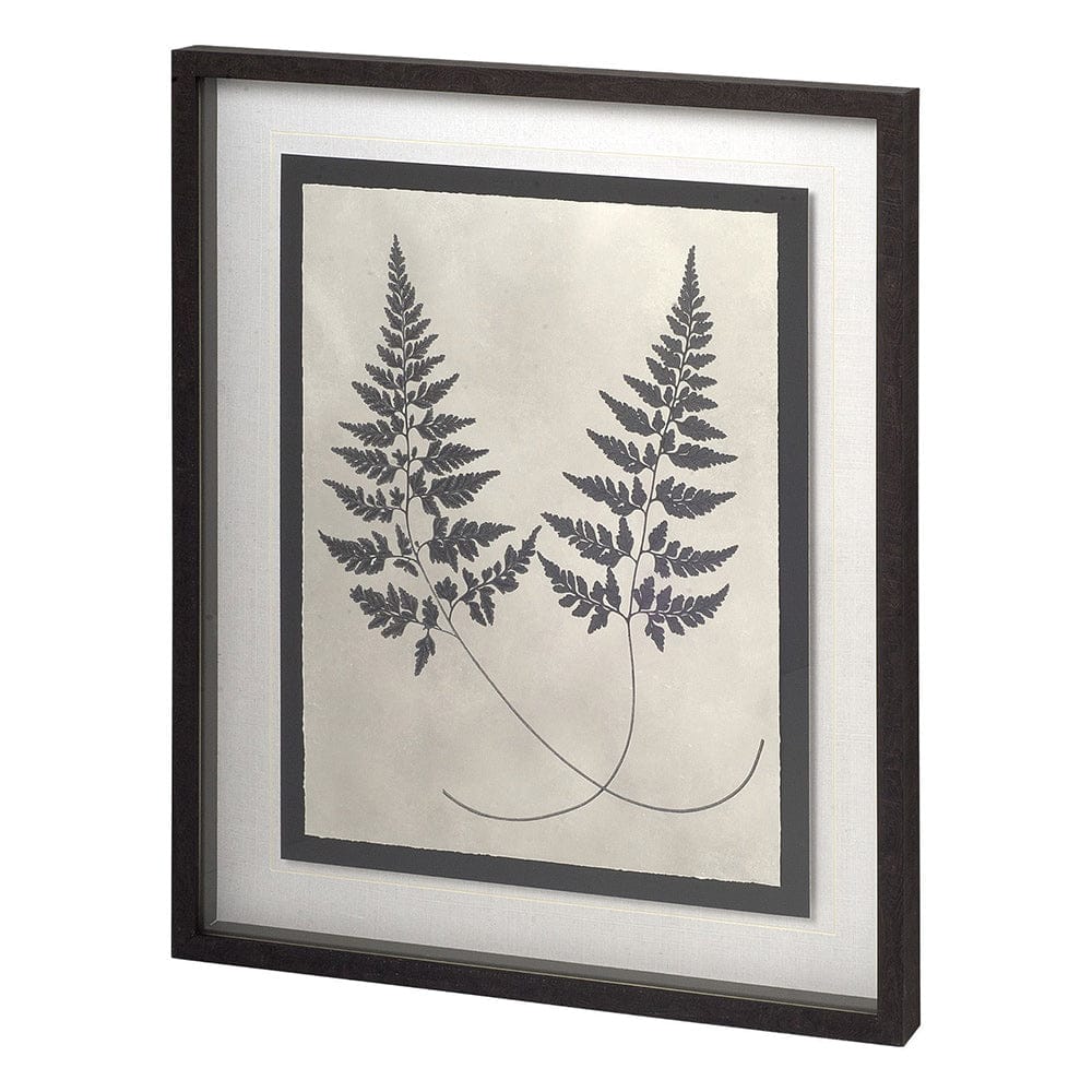 Mercana - Vintage Fern Study by Mercana Studio a Hand Embellished Textured Framed Art Print Matted under Glass - 11386 view 1
