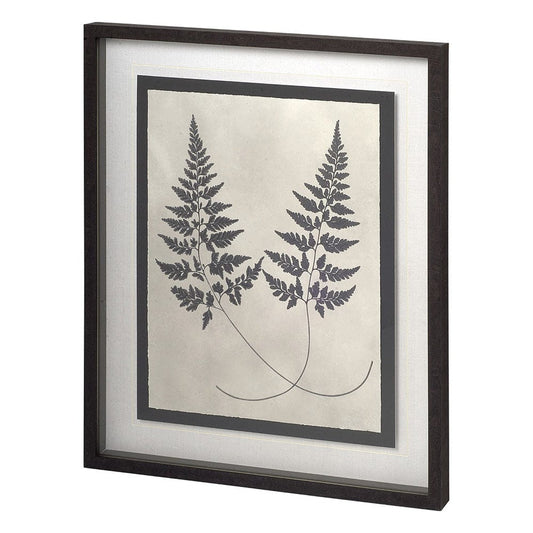 Mercana - Vintage Fern Study by Mercana Studio a Hand Embellished Textured Framed Art Print Matted under Glass - 11386 view 1