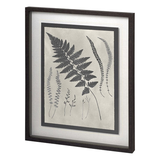 Mercana - Vintage Fern Study by Mercana Studio a Hand Embellished Textured Framed Art Print Matted under Glass - 11387 view 1