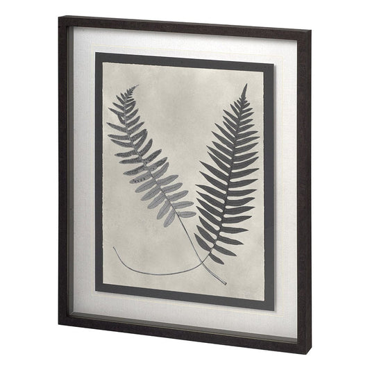 Mercana - Vintage Fern Study by Mercana Studio a Hand Embellished Textured Framed Art Print Matted under Glass - 11388 view 1