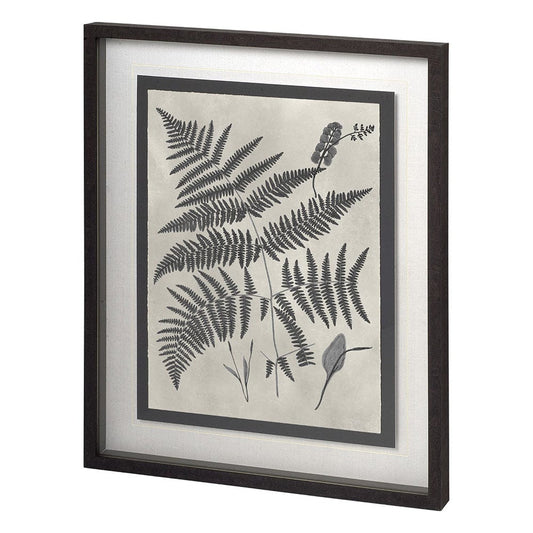 Mercana - Vintage Fern Study by Mercana Studio a Hand Embellished Textured Framed Art Print Matted under Glass - 11389 view 1