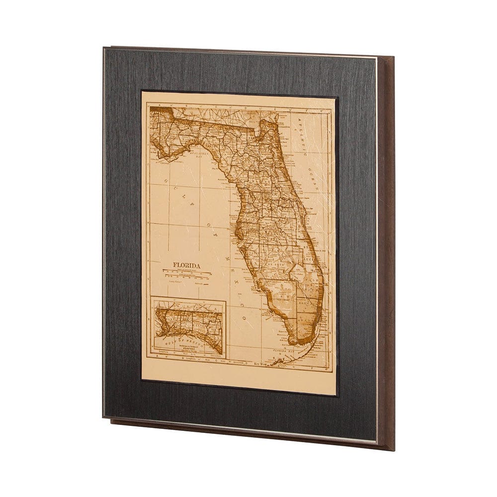 Mercana - Vintage Florida Map by Mercana Studio a Hand Embellished Textured Framed Art Print - 12049 view 1