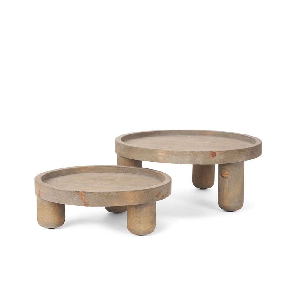 Mercana - Virve Round Light Brown Wood w/ Gray Wash Wooden Trays - 70926 view 1