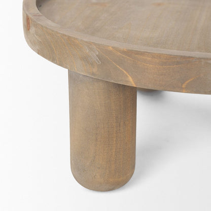 Mercana - Virve Round Light Brown Wood w/ Gray Wash Wooden Trays - 70926 view 7