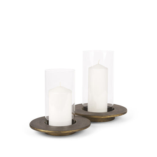 Mercana - Vivian Gold Metal and Glass Hurricane Candle Holder (Set of 2) - 70539 view 1