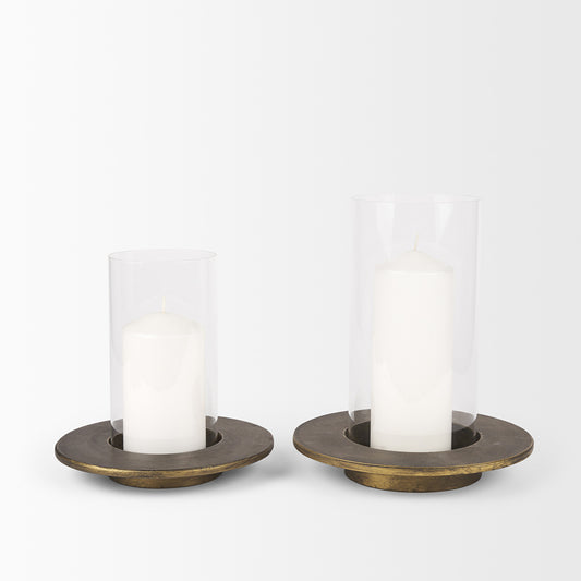 Mercana - Vivian Gold Metal and Glass Hurricane Candle Holder (Set of 2) - 70539 view 2