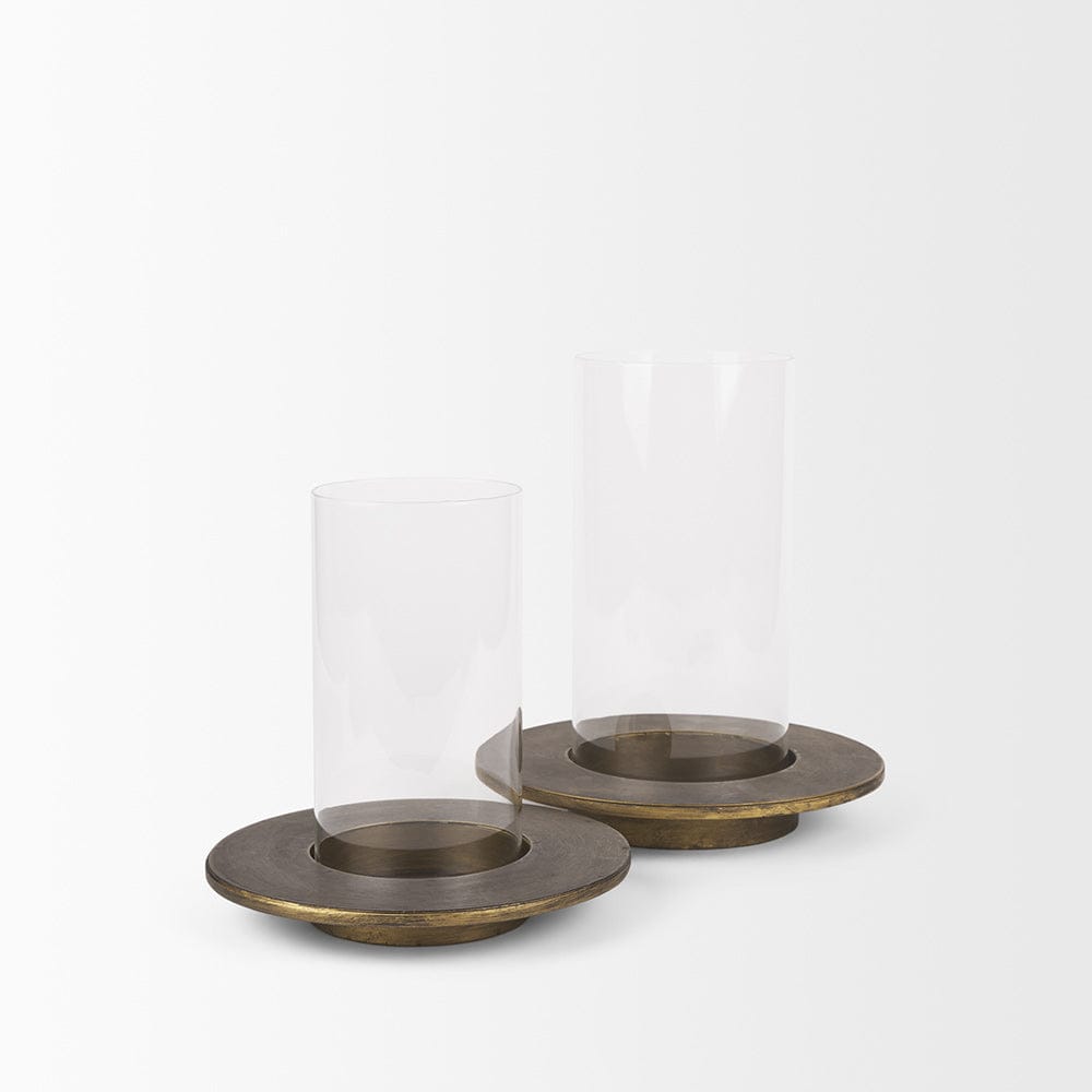 Mercana - Vivian Gold Metal and Glass Hurricane Candle Holder (Set of 2) - 70539 view 3