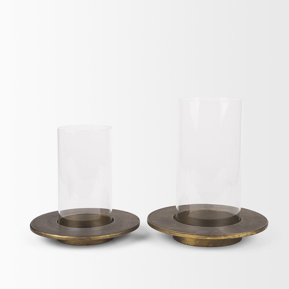 Mercana - Vivian Gold Metal and Glass Hurricane Candle Holder (Set of 2) - 70539 view 4