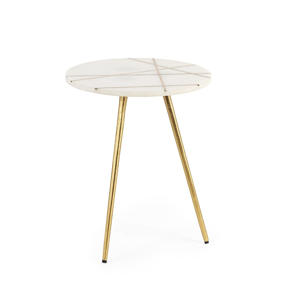 Mercana - Vivienne 16.0L x 16.0W x 19.0H White Marble W/Antique Gold Metal Round Small Side Table - 69674_CLOSEOUT view 3