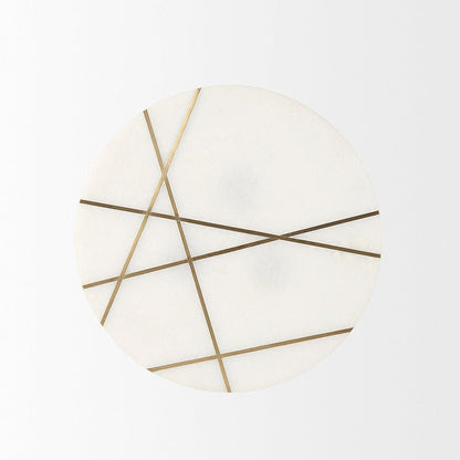 Mercana - Vivienne 16.0L x 16.0W x 19.0H White Marble W/Antique Gold Metal Round Small Side Table - 69674_CLOSEOUT view 6