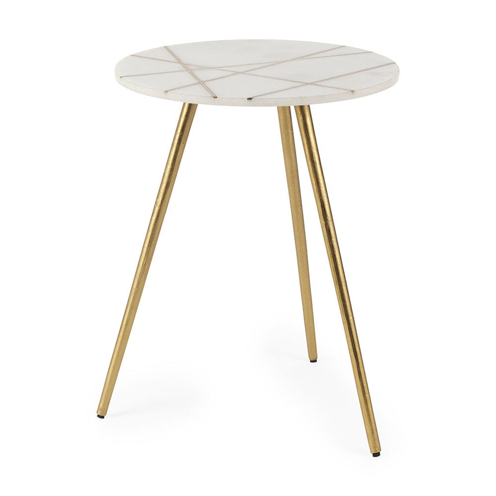 Mercana - Vivienne 18.0L x 18.0W x 23.0H White Marble W/Antique Gold Metal Round Large Accent Table - 69675_CLOSEOUT view 1