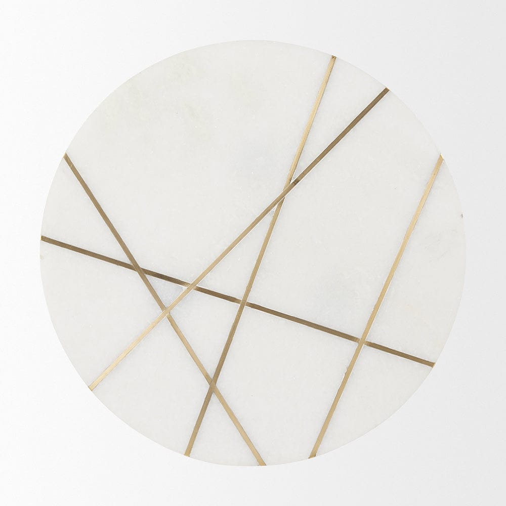 Mercana - Vivienne 18.0L x 18.0W x 23.0H White Marble W/Antique Gold Metal Round Large Accent Table - 69675_CLOSEOUT view 4