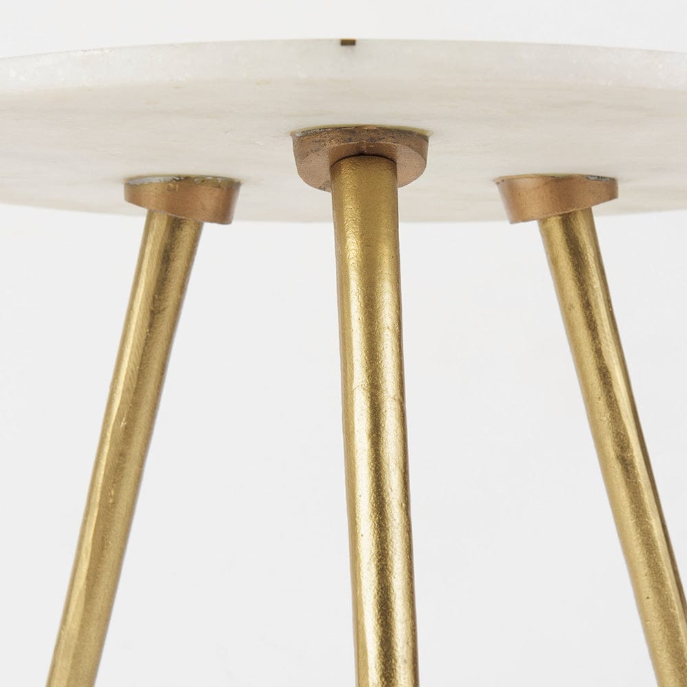 Mercana - Vivienne 18.0L x 18.0W x 23.0H White Marble W/Antique Gold Metal Round Large Accent Table - 69675_CLOSEOUT view 6