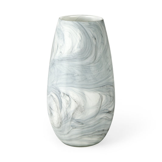 Mercana - Volta II Tall White Gray Abstract Pattern Glass Vase - 68038 view 1