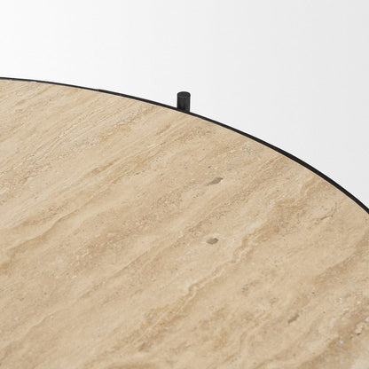Mercana - Wade Travertine Marble w/ Matte Black Metal Coffee Tables - 71042-AB view 5