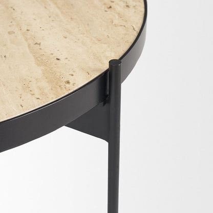 Mercana - Wade Travertine Marble w/ Matte Black Metal Coffee Tables - 71042-AB view 6