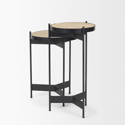 Mercana - Wade Travertine Marble w/ Matte Black Metal End Tables - 71043-AB view 4