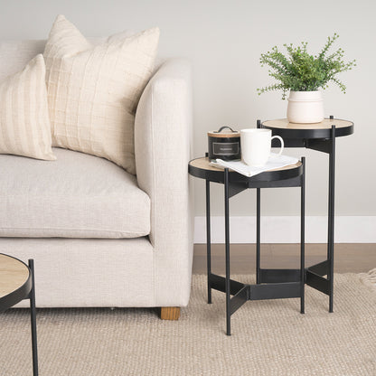 Mercana - Wade Travertine Marble w/ Matte Black Metal End Tables - 71043-AB view 10