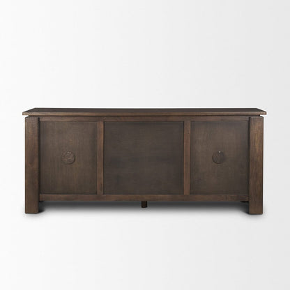 Mercana - Wallen 2 Door Solid Dark Brown Wood w/ 3 Drawers Sideboard - 71010 view 4