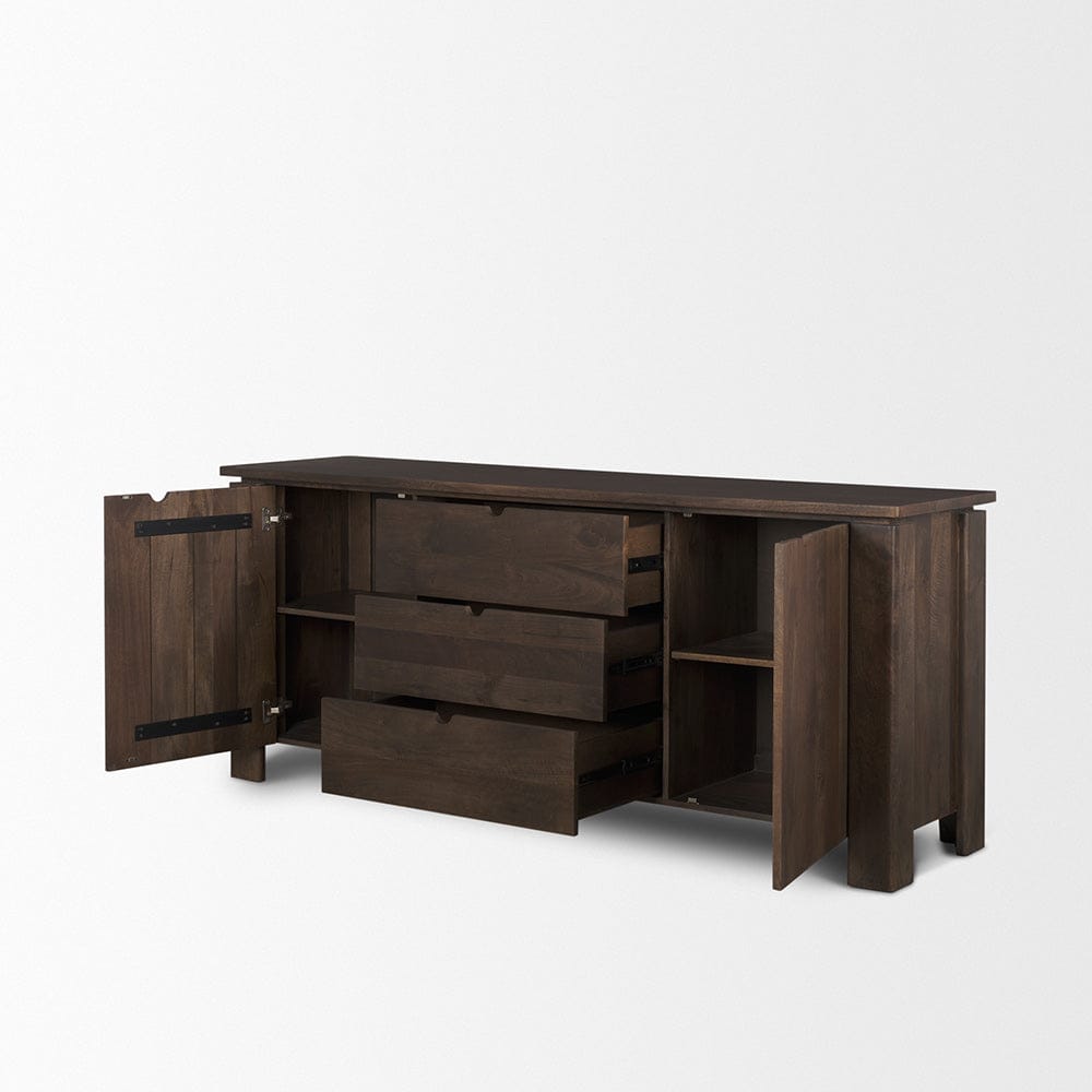 Mercana - Wallen 2 Door Solid Dark Brown Wood w/ 3 Drawers Sideboard - 71010 view 6