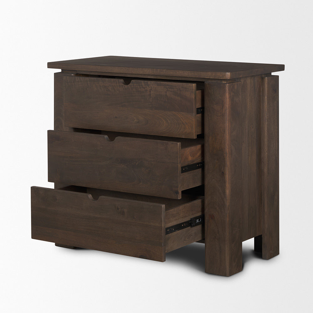 Mercana - Wallen Solid Dark Brown Wood 3 Drawer Accent Cabinet - 71009 view 6