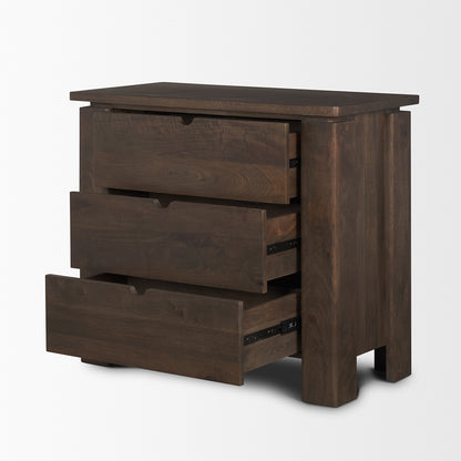 Mercana - Wallen Solid Dark Brown Wood 3 Drawer Accent Cabinet - 71009 view 6