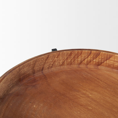Mercana - Wally Round Medium Brown Wood w/ Matte Black Metal Stand Trays - 71047 view 5