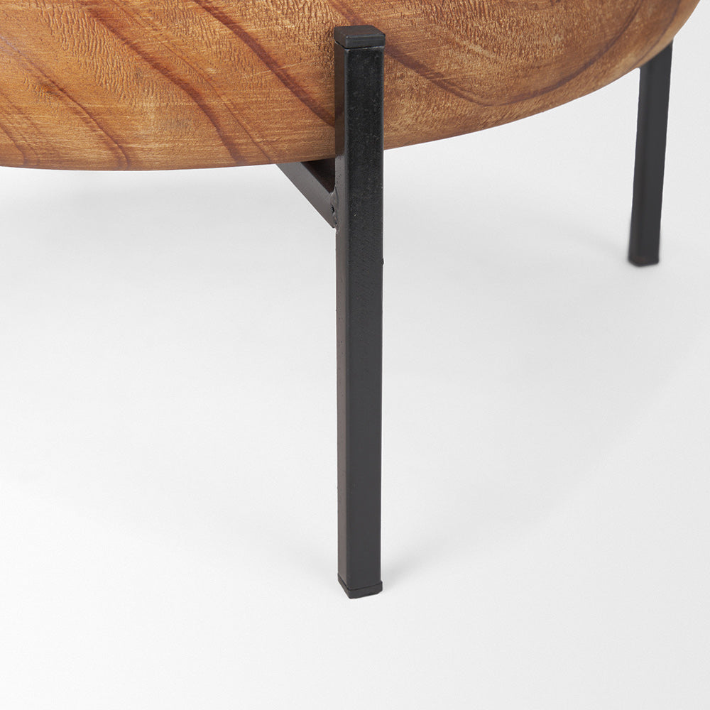 Mercana - Wally Round Medium Brown Wood w/ Matte Black Metal Stand Trays - 71047 view 7