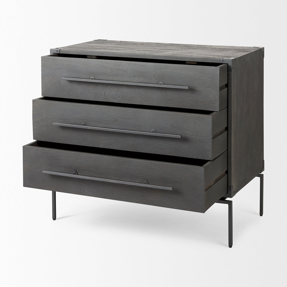 Mercana - Ward 34L x 18W Brown Wood and Iron 3 Drawer Accent Cabinet - 67826 view 3