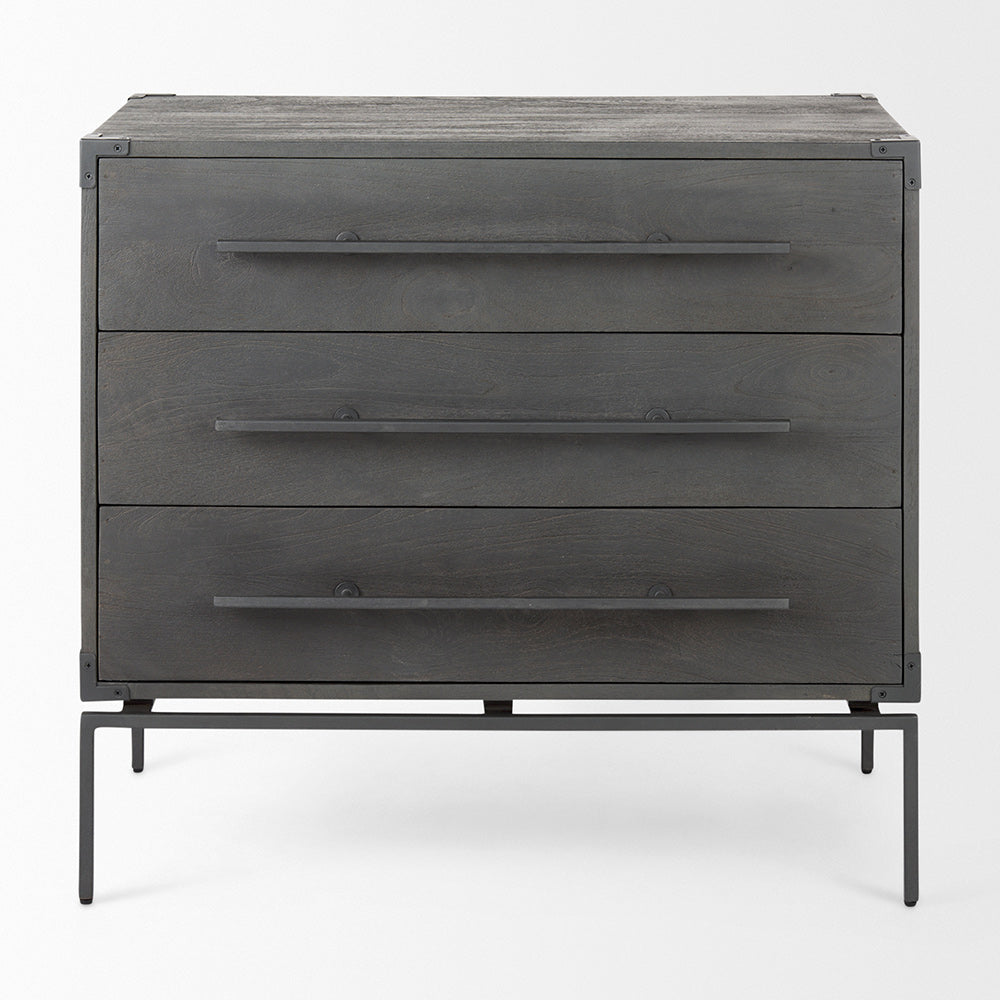 Mercana - Ward 34L x 18W Brown Wood and Iron 3 Drawer Accent Cabinet - 67826 view 6