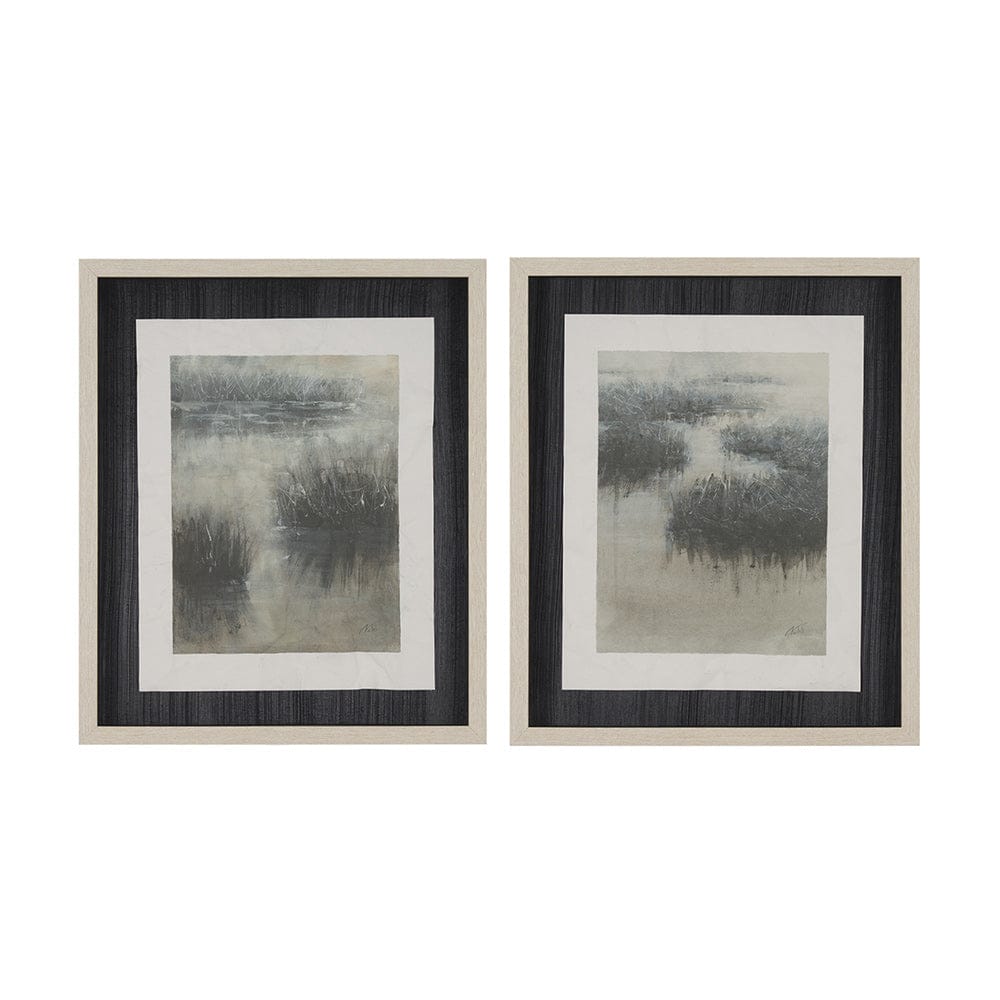 Mercana - Water Grasses by Mercana Studio a Hand Embellished Framed Art Print Matted under Glass (Set of 2) - 15654 view 1