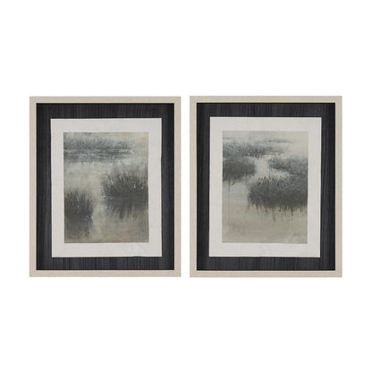 Mercana - Water Grasses by Mercana Studio a Hand Embellished Framed Art Print Matted under Glass (Set of 2) - 15654 view 1