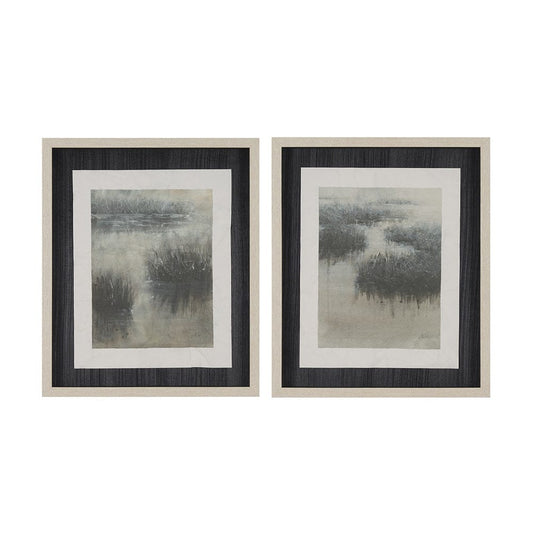 Mercana - Water Grasses by Mercana Studio a Hand Embellished Framed Art Print Matted under Glass (Set of 2) - 15654 view 1